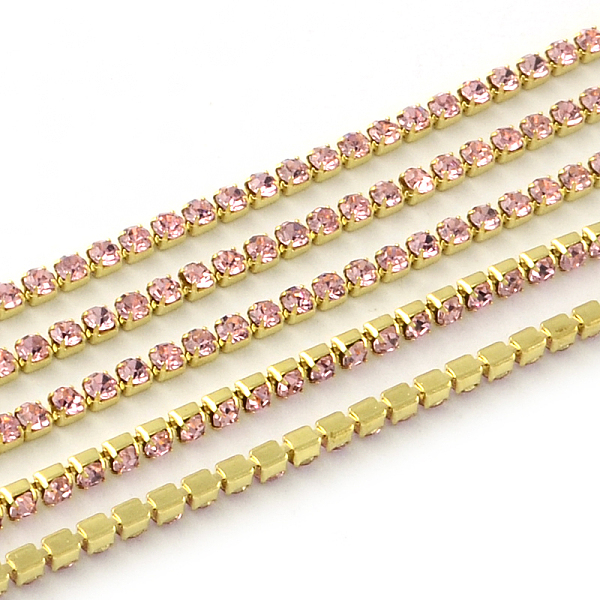 PandaHall Nickel Free Raw(Unplated) Brass Rhinestone Strass Chains, Rhinestone Cup Chain, 2880pcs rhinestone/bundle, Grade A, Light Rose..., Pink
PandaHall Nickel Free Raw(Unplated) Brass Rhinestone Strass Chains, Rhinestone Cup Chain, 2880pcs rhinestone/bundle, Grade A, Light Rose..., Pink