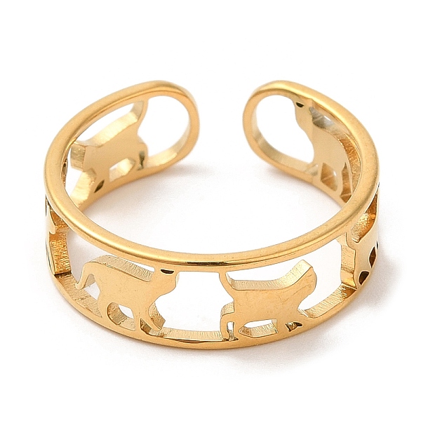 PandaHall Ion Plating(IP) 304 Stainless Steel Cat Open Cuff Ring for Women, Real 18K Gold Plated, Inner Diameter: 16.4mm 304 Stainless Steel
PandaHall Ion Plating(IP) 304 Stainless Steel Cat Open Cuff Ring for Women, Real 18K Gold Plated, Inner Diameter: 16.4mm 304 Stainless Steel