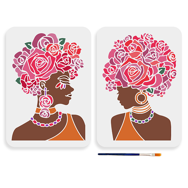 PandaHall 2pcs Rose Flower African Lady Stencils 11.7×8.3inch Large Flower Women Stencil with Paint Brush A4 Beauty African Girl Drawing...
PandaHall 2pcs Rose Flower African Lady Stencils 11.7×8.3inch Large Flower Women Stencil with Paint Brush A4 Beauty African Girl Drawing...