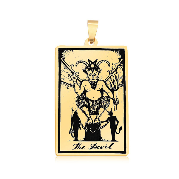 PandaHall 201 Stainless Steel Pendants, Laser Engraved Pattern, Tarot Card Pendants, Golden, The Devil XV, 40x24x1mm, Hole: 8x4mm 201...
PandaHall 201 Stainless Steel Pendants, Laser Engraved Pattern, Tarot Card Pendants, Golden, The Devil XV, 40x24x1mm, Hole: 8x4mm 201...