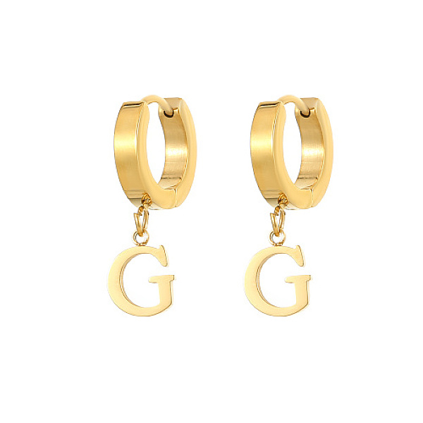 PandaHall Titanium Steel Hoop Earrings, Initial Letter G Drop Earrings, Golden, 21.2x9.6mm Titanium Steel Letter G
PandaHall Titanium Steel Hoop Earrings, Initial Letter G Drop Earrings, Golden, 21.2x9.6mm Titanium Steel Letter G