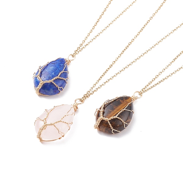 PandaHall Natural Gemstone Teardrop with Tree Pendant Necklaces, Copper Wire Wrap Jewelry for Women, 17.32 inch(44cm) Mixed Stone
PandaHall Natural Gemstone Teardrop with Tree Pendant Necklaces, Copper Wire Wrap Jewelry for Women, 17.32 inch(44cm) Mixed Stone