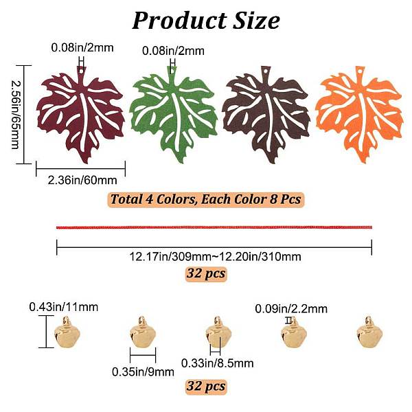 PandaHall GORGECRAFT 32Pcs 4 Colors Felt Maple Leaf Ornaments Thanksgiving Decorations Hanging Fall Leaves Pendants with 36Pcs Bell and Rope..., Multicolor
PandaHall GORGECRAFT 32Pcs 4 Colors Felt Maple Leaf Ornaments Thanksgiving Decorations Hanging Fall Leaves Pendants with 36Pcs Bell and Rope..., Multicolor