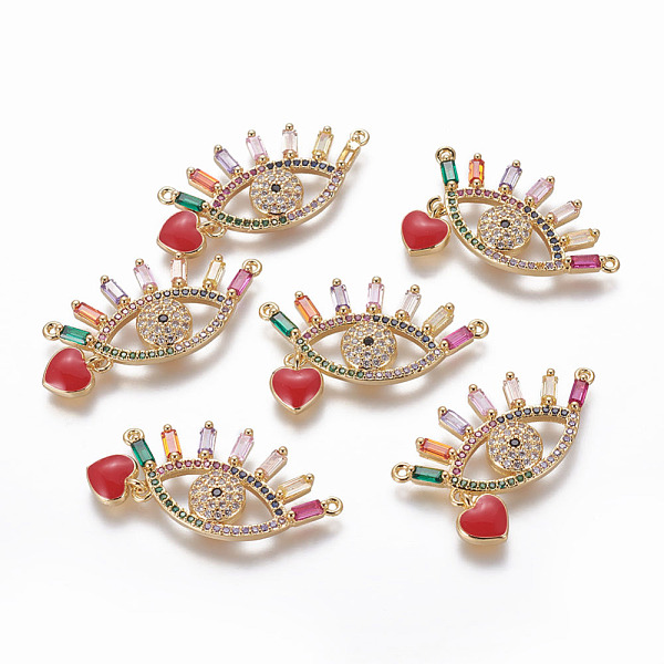 PandaHall Brass Enamel Pendants, with Cubic Zirconia, Evil Eye with Heart, Golden, Colorful, 21x31x3mm, Hole: 1mm Brass+Cubic...
PandaHall Brass Enamel Pendants, with Cubic Zirconia, Evil Eye with Heart, Golden, Colorful, 21x31x3mm, Hole: 1mm Brass+Cubic...