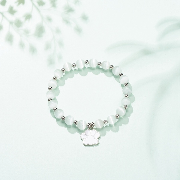 PandaHall Round Cat Eye Round Beaded Stretch Bracelet, Alloy Enamel Dog Paw Prints Charm Bracelet for Women, White, Inner Diameter: 2-3/8...
PandaHall Round Cat Eye Round Beaded Stretch Bracelet, Alloy Enamel Dog Paw Prints Charm Bracelet for Women, White, Inner Diameter: 2-3/8...