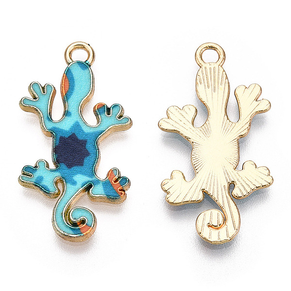 PandaHall Alloy Enamel Pendants, Light Gold, Gecko Charm, Dark Turquoise, 27x14.5x1.5mm, Hole: 1.6mm Alloy+Enamel Others
PandaHall Alloy Enamel Pendants, Light Gold, Gecko Charm, Dark Turquoise, 27x14.5x1.5mm, Hole: 1.6mm Alloy+Enamel Others
