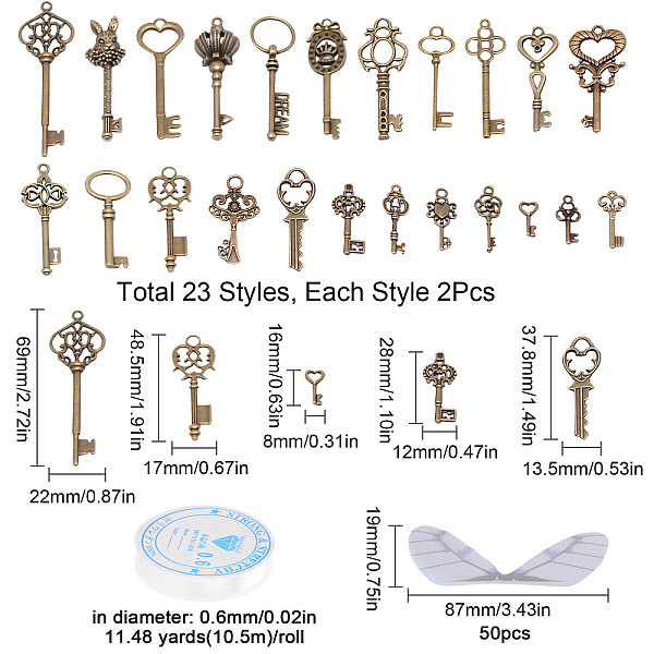 PandaHall SUNNYCLUE 96Pcs Skeleton Key Pendants Dragonfly Butterfly Wings Charms Vintage Flying Keys Pendant Kit with 11 Yards Elastic...
PandaHall SUNNYCLUE 96Pcs Skeleton Key Pendants Dragonfly Butterfly Wings Charms Vintage Flying Keys Pendant Kit with 11 Yards Elastic...