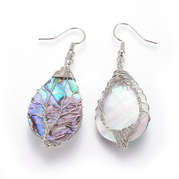 PandaHall Abalone Shell/Paua Shell Teardrop with Tree of Life Dangle Earrings, Brass Wire Wrapped Drop Earrings for Women, Platinum...
PandaHall Abalone Shell/Paua Shell Teardrop with Tree of Life Dangle Earrings, Brass Wire Wrapped Drop Earrings for Women, Platinum...