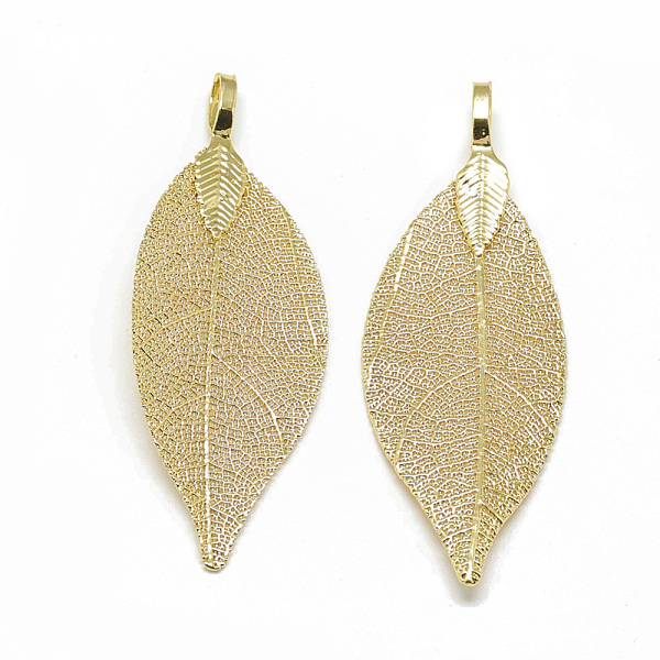 PandaHall Iron Big Pendants, Electroplate Natural Leaf, Leaf, Light Gold Plated, 52~53x19~20x1.5mm, Hole: 3x5.5mm Iron Leaf
PandaHall Iron Big Pendants, Electroplate Natural Leaf, Leaf, Light Gold Plated, 52~53x19~20x1.5mm, Hole: 3x5.5mm Iron Leaf