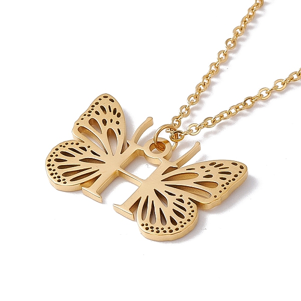 PandaHall Initial Letter with Butterfly Pendant Necklace, Golden 304 Stainless Steel Jewelry for Women, Letter.H, Pendant: 17x26x1mm, 15.55...
PandaHall Initial Letter with Butterfly Pendant Necklace, Golden 304 Stainless Steel Jewelry for Women, Letter.H, Pendant: 17x26x1mm, 15.55...