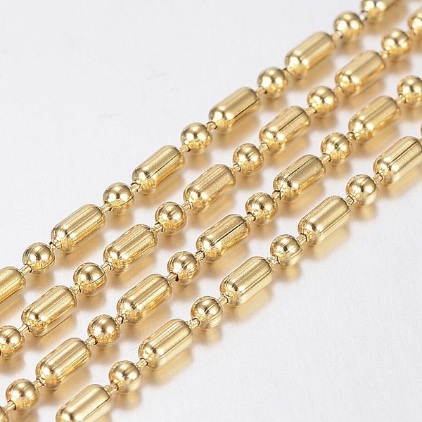 PandaHall Handmade Ion Plating(IP) 304 Stainless Steel Ball Chains, with Spool, Round with Column, Golden, 4.8x2.5mm and 2.5mm, about...
PandaHall Handmade Ion Plating(IP) 304 Stainless Steel Ball Chains, with Spool, Round with Column, Golden, 4.8x2.5mm and 2.5mm, about...