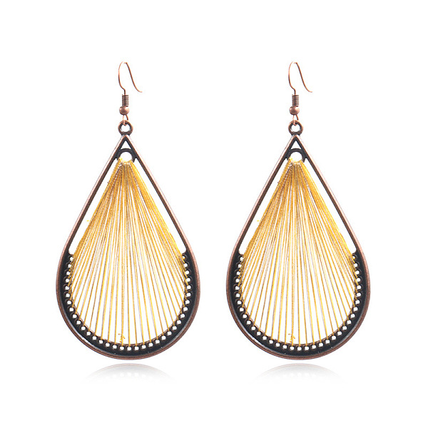PandaHall Bohemia Style Alloy Dangle Earrings, with Cotton Thread and Metallic Cord, Teardrop, Red Copper, Yellow, 93x45mm Cotton Yellow
PandaHall Bohemia Style Alloy Dangle Earrings, with Cotton Thread and Metallic Cord, Teardrop, Red Copper, Yellow, 93x45mm Cotton Yellow