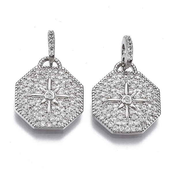 PandaHall Brass Micro Pave Cubic Zirconia Pendants, Octagon with Star, Nickel Free, Clear, Real Platinum Plated, 16.5x14x2.5mm, Hole: 1.5mm...
PandaHall Brass Micro Pave Cubic Zirconia Pendants, Octagon with Star, Nickel Free, Clear, Real Platinum Plated, 16.5x14x2.5mm, Hole: 1.5mm...