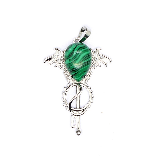 PandaHall Synthetic Malachite Teardrop Pendants, Platinum Tone Brass Key Scepter Wing Charms, 45x35x9mm Malachite Key
PandaHall Synthetic Malachite Teardrop Pendants, Platinum Tone Brass Key Scepter Wing Charms, 45x35x9mm Malachite Key