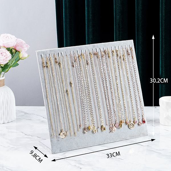 PandaHall Velvet Necklace Organizer Display Stands for 24 Necklaces, Jewelry Display Rack for Necklaces, Rectaangle, Gainsboro..., Gray
PandaHall Velvet Necklace Organizer Display Stands for 24 Necklaces, Jewelry Display Rack for Necklaces, Rectaangle, Gainsboro..., Gray
