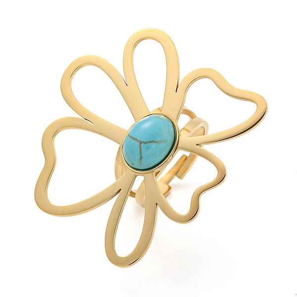 PandaHall Flower 304 Stainless Steel Adjustable Rings for Women, with Synthetic Turquoise Beads,, Golden, Inner Diameter: 16mm Synthetic...
PandaHall Flower 304 Stainless Steel Adjustable Rings for Women, with Synthetic Turquoise Beads,, Golden, Inner Diameter: 16mm Synthetic...