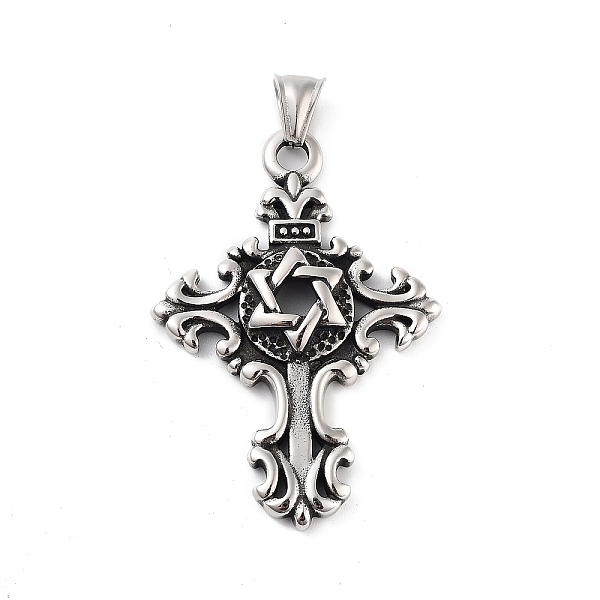 PandaHall Retro 304 Stainless Steel Big Pendants, Cross with Star of David Charm, Antique Silver, 54.5x38x7mm, Hole: 4x6.5mm 304 Stainless...
PandaHall Retro 304 Stainless Steel Big Pendants, Cross with Star of David Charm, Antique Silver, 54.5x38x7mm, Hole: 4x6.5mm 304 Stainless...