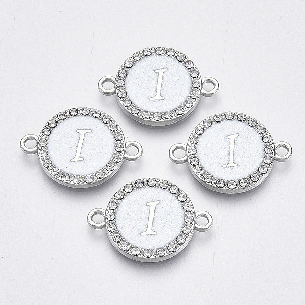 PandaHall Alloy Enamel Links Connectors, with Crystal Rhinestones, Flat Round with Letter, Silver Color Plated, Letter.I, 22x16x2mm, Hole..., White
PandaHall Alloy Enamel Links Connectors, with Crystal Rhinestones, Flat Round with Letter, Silver Color Plated, Letter.I, 22x16x2mm, Hole..., White