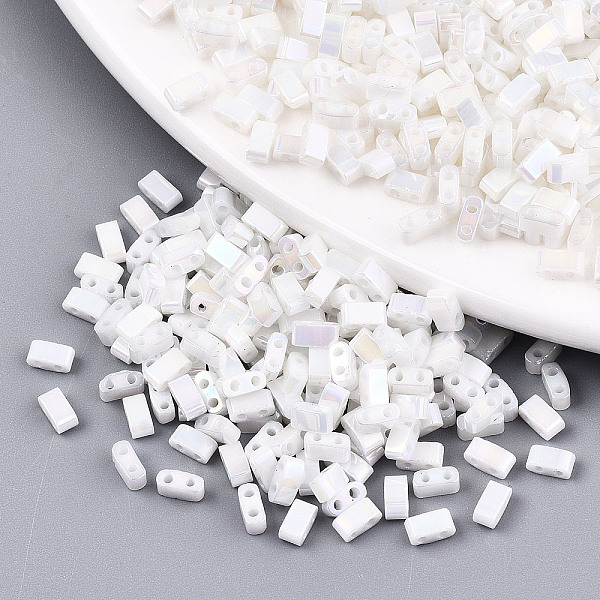 PandaHall 2-Hole Glass Seed Beads, Opaque Colours Rainbow, Rectangle, White, 4.5~5.5x2x2~2.5mm, Hole: 0.5~0.8mm, about 2000pcs/bag Glass...
PandaHall 2-Hole Glass Seed Beads, Opaque Colours Rainbow, Rectangle, White, 4.5~5.5x2x2~2.5mm, Hole: 0.5~0.8mm, about 2000pcs/bag Glass...
