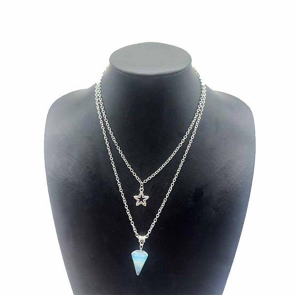 PandaHall Star Pendant Necklaces, Natural Selenite Hexagonal Cone Necklace, Double Layer Necklaces Other
PandaHall Star Pendant Necklaces, Natural Selenite Hexagonal Cone Necklace, Double Layer Necklaces Other