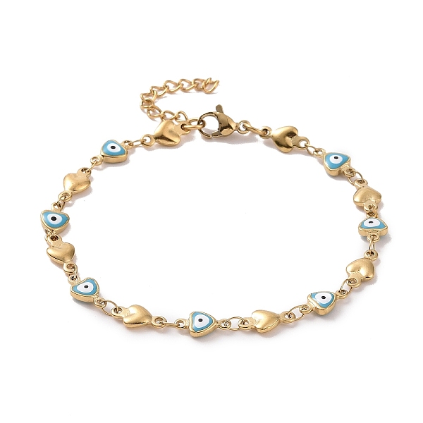 PandaHall Ion Plating(IP) 304 Stainless Steel Link Chain Bracelets, with Enamel and Lobster Claw Clasps, Heart with Evil Eye, Blue, 7-1/4...
PandaHall Ion Plating(IP) 304 Stainless Steel Link Chain Bracelets, with Enamel and Lobster Claw Clasps, Heart with Evil Eye, Blue, 7-1/4...