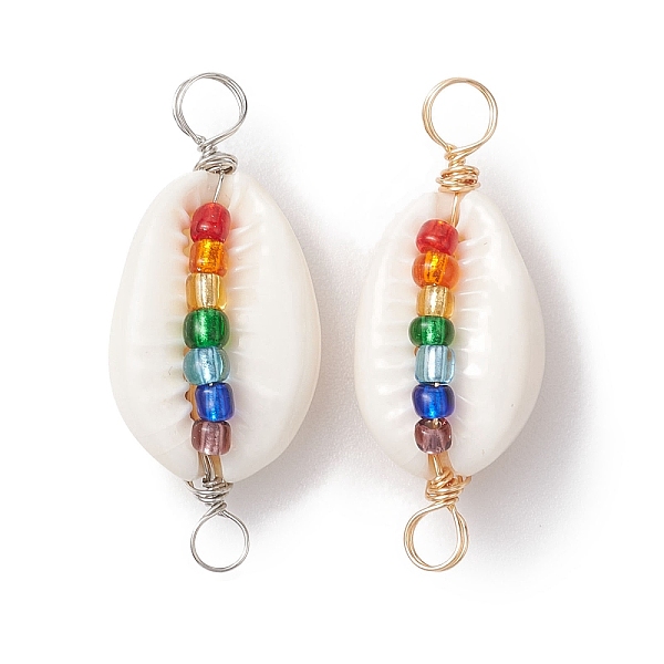 PandaHall 2Pcs 2 Colors Natural Shell Connector Charms, Chakra Colorful Glass Seed Bead Copper Wire Wrapped Links, Platinum & Golden...
PandaHall 2Pcs 2 Colors Natural Shell Connector Charms, Chakra Colorful Glass Seed Bead Copper Wire Wrapped Links, Platinum & Golden...