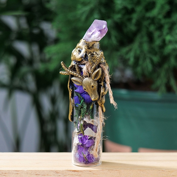 PandaHall Raw Natural Amethyst Energy Bottle, Reiki Gemstone Chip inside Glass Wishing Bottle Halloween Home Decoration, 100~110mm Amethyst...
PandaHall Raw Natural Amethyst Energy Bottle, Reiki Gemstone Chip inside Glass Wishing Bottle Halloween Home Decoration, 100~110mm Amethyst...