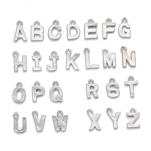 PandaHall Brass Charms, Alphabet, Platinum, Letter A~Z, 8~8.5x4~6x1.5mm, Hole: 0.8mm Brass Letter A~Z
PandaHall Brass Charms, Alphabet, Platinum, Letter A~Z, 8~8.5x4~6x1.5mm, Hole: 0.8mm Brass Letter A~Z