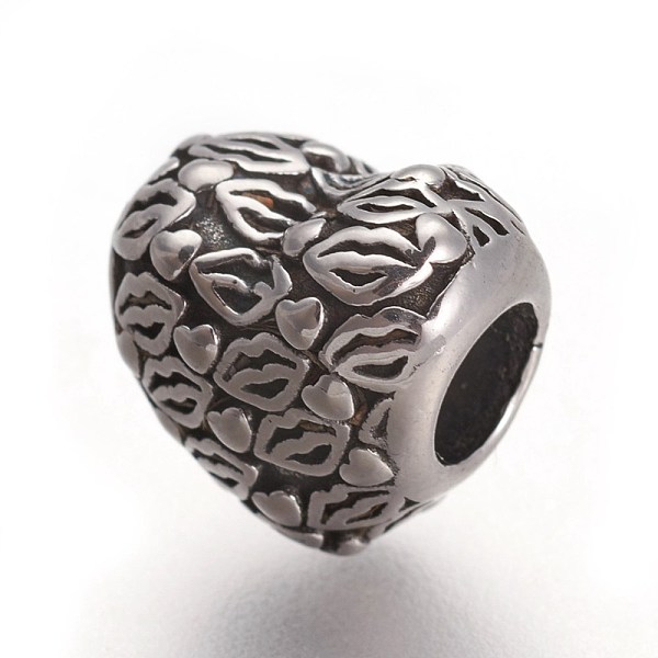 PandaHall Retro 316 Surgical Stainless Steel European Style Beads, Large Hole Beads, Heart with Lip, Antique Silver, 10.5x11.5x8.5mm, Hole...
PandaHall Retro 316 Surgical Stainless Steel European Style Beads, Large Hole Beads, Heart with Lip, Antique Silver, 10.5x11.5x8.5mm, Hole...