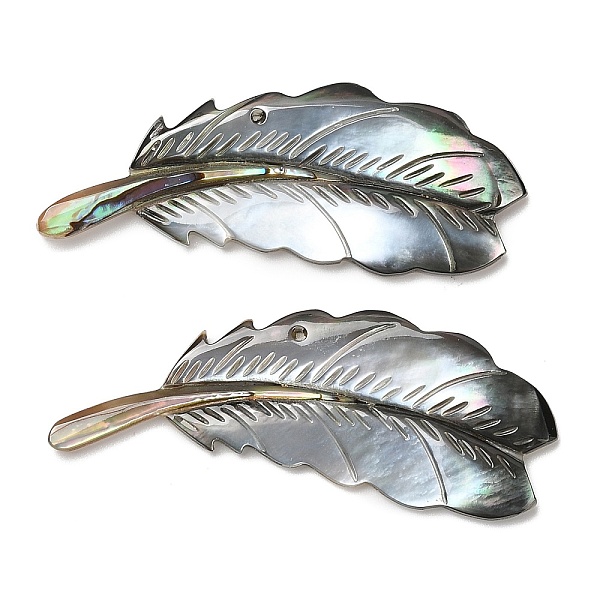 PandaHall Natural Black Lip Shell Big Pendants, Feather Charms, 24~24.5x61.5~63x3.5~4.5mm, Hole: 1.8mm Black Lip Shell Feather
PandaHall Natural Black Lip Shell Big Pendants, Feather Charms, 24~24.5x61.5~63x3.5~4.5mm, Hole: 1.8mm Black Lip Shell Feather