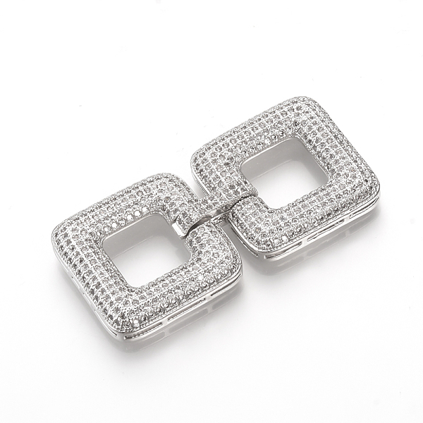 PandaHall Brass Micro Pave Cubic Zirconia Fold Over Clasps, Square, Platinum, 50x24x5mm, Hole: 11x11mm Brass+Cubic Zirconia
PandaHall Brass Micro Pave Cubic Zirconia Fold Over Clasps, Square, Platinum, 50x24x5mm, Hole: 11x11mm Brass+Cubic Zirconia