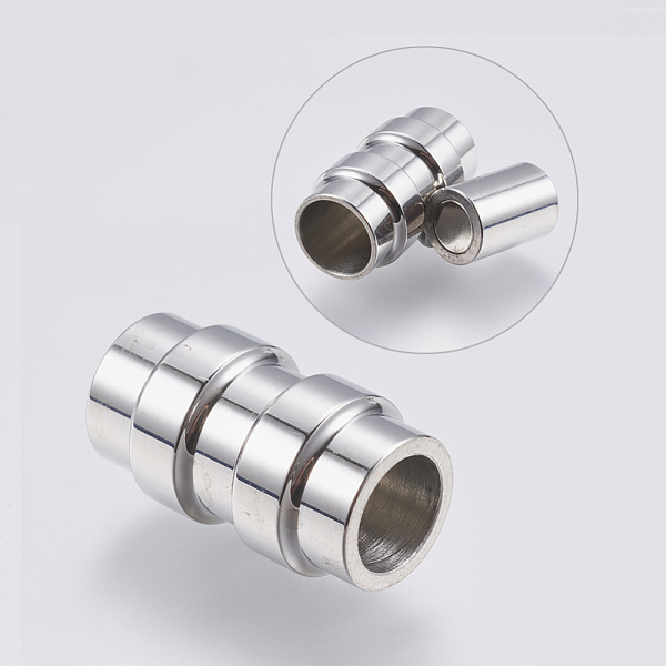 PandaHall 304 Stainless Steel Magnetic Clasps with Glue-in Ends, Column, Stainless Steel Color, 18x10mm, Hole: 6mm 304 Stainless Steel...
PandaHall 304 Stainless Steel Magnetic Clasps with Glue-in Ends, Column, Stainless Steel Color, 18x10mm, Hole: 6mm 304 Stainless Steel...