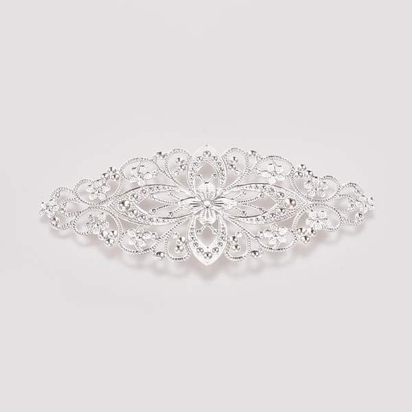 PandaHall Brass Filigree Joiners, For DIY Bookmark Making, Flower, Silver Color Plated, 82x35x0.8mm Brass Flower
PandaHall Brass Filigree Joiners, For DIY Bookmark Making, Flower, Silver Color Plated, 82x35x0.8mm Brass Flower