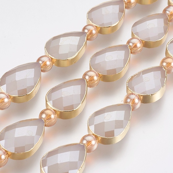 PandaHall Electroplate Glass Beads Strands, Faceted, with Golden Tone Brass Edge, Full Plated, Teardrop & Round, Rosy Brown...
PandaHall Electroplate Glass Beads Strands, Faceted, with Golden Tone Brass Edge, Full Plated, Teardrop & Round, Rosy Brown...