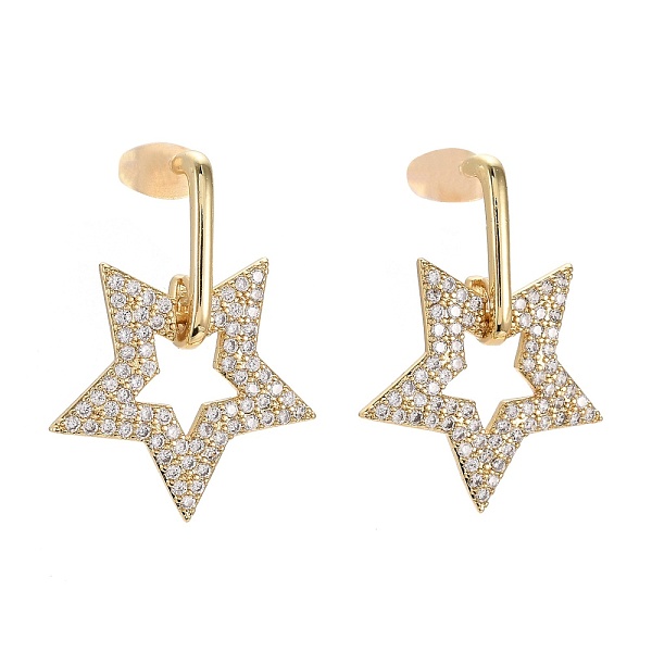 PandaHall Brass Micro Pave Clear Cubic Zirconia Dangle Stud Earrings, with Ear Nuts, Star, Real 18K Gold Plated, 29mm, Pin: 0.7mm Brass Star...
PandaHall Brass Micro Pave Clear Cubic Zirconia Dangle Stud Earrings, with Ear Nuts, Star, Real 18K Gold Plated, 29mm, Pin: 0.7mm Brass Star...