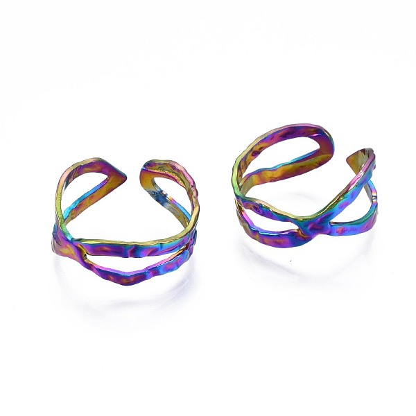 PandaHall 304 Stainless Steel Criss Cross Cuff Ring, Rainbow Color Open Ring for Women, US Size 8 3/4(18.7mm) 304 Stainless Steel
PandaHall 304 Stainless Steel Criss Cross Cuff Ring, Rainbow Color Open Ring for Women, US Size 8 3/4(18.7mm) 304 Stainless Steel