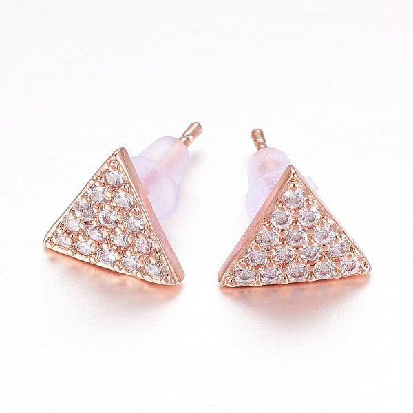 PandaHall Brass Micro Pave Cubic Zirconia Stud Earrings, Triangle, Rose Gold, 8.5x10x2mm, pin: 0.6mm Cubic Zirconia Clear
PandaHall Brass Micro Pave Cubic Zirconia Stud Earrings, Triangle, Rose Gold, 8.5x10x2mm, pin: 0.6mm Cubic Zirconia Clear