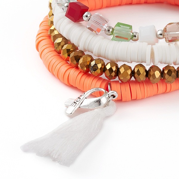 PandaHall 4Pcs 4 Styles Stretch Bracelets Sets, Stackable Bracelets, with Polymer Clay Heishi Beads, Glass Beads, Alloy Ribbon with Word..., Multicolor
PandaHall 4Pcs 4 Styles Stretch Bracelets Sets, Stackable Bracelets, with Polymer Clay Heishi Beads, Glass Beads, Alloy Ribbon with Word..., Multicolor