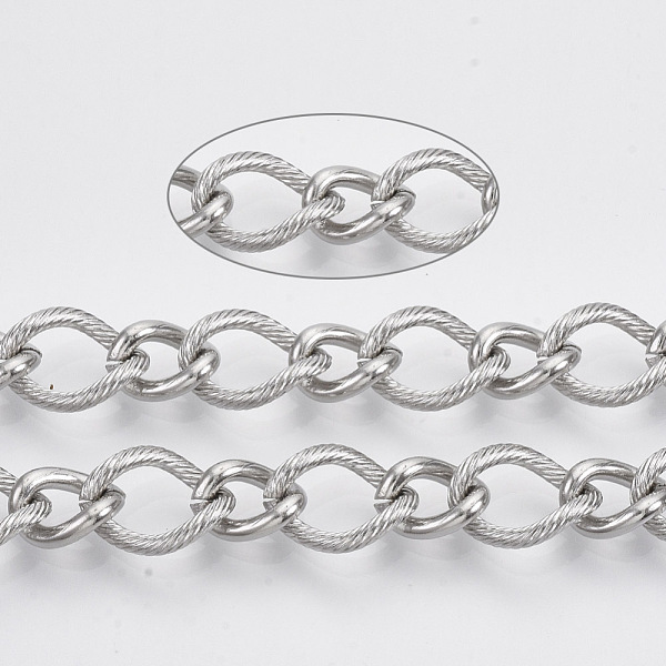 PandaHall 304 Stainless Steel Curb Chains, Twisted Chains, with Spool, Unwelded, Textured, Stainless Steel Color, Big Link: 13.5x10x2mm...
PandaHall 304 Stainless Steel Curb Chains, Twisted Chains, with Spool, Unwelded, Textured, Stainless Steel Color, Big Link: 13.5x10x2mm...
