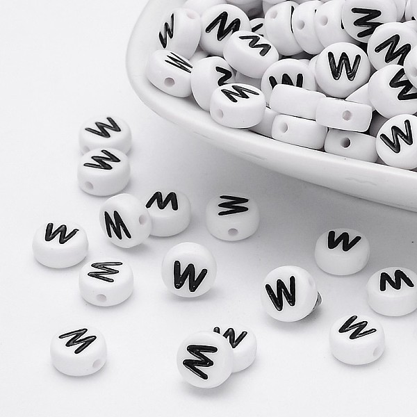 PandaHall Acrylic Beads, with Horizontal Hole, Letter, Flat Round, Letter.W, 7x4mm, Hole: 1mm, about 3500pcs/500g Acrylic Letter W White
PandaHall Acrylic Beads, with Horizontal Hole, Letter, Flat Round, Letter.W, 7x4mm, Hole: 1mm, about 3500pcs/500g Acrylic Letter W White