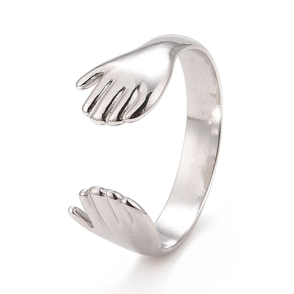 PandaHall 304 Stainless Steel Double Hand Hug Open Cuff Ring for Women, Stainless Steel Color, US Size 8 1/2(18.5mm) 304 Stainless Steel
PandaHall 304 Stainless Steel Double Hand Hug Open Cuff Ring for Women, Stainless Steel Color, US Size 8 1/2(18.5mm) 304 Stainless Steel