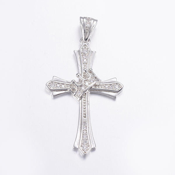 PandaHall Brass Micro Pave Cubic Zirconia Pendants, Long-Lasting Plated, Real Platinum Plated, Cross, 42x25.5x3.5mm, Hole: 2.5x5.5mm...
PandaHall Brass Micro Pave Cubic Zirconia Pendants, Long-Lasting Plated, Real Platinum Plated, Cross, 42x25.5x3.5mm, Hole: 2.5x5.5mm...