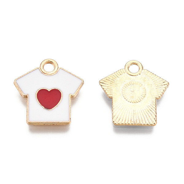 PandaHall Alloy Enamel Pendants, T-Shirt with Heart Pattern, Light Gold, White, 16x16x1mm, Hole: 2mm Alloy+Enamel Clothes White
PandaHall Alloy Enamel Pendants, T-Shirt with Heart Pattern, Light Gold, White, 16x16x1mm, Hole: 2mm Alloy+Enamel Clothes White