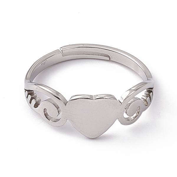 PandaHall 201 Stainless Steel Heart Adjustable Ring for Women, Stainless Steel Color, US Size 6 1/4(16.7mm) 201 Stainless Steel
PandaHall 201 Stainless Steel Heart Adjustable Ring for Women, Stainless Steel Color, US Size 6 1/4(16.7mm) 201 Stainless Steel