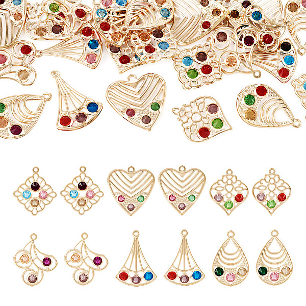 PandaHall 24Pcs 6 Style Iron with Glass Pendants, Hollow Charm, Mixed Shape, Mixed Color, 30~34.5x22~30x5~5.5mm, Hole: 1.6~2mm, 4pcs/style..., Multicolor
PandaHall 24Pcs 6 Style Iron with Glass Pendants, Hollow Charm, Mixed Shape, Mixed Color, 30~34.5x22~30x5~5.5mm, Hole: 1.6~2mm, 4pcs/style..., Multicolor