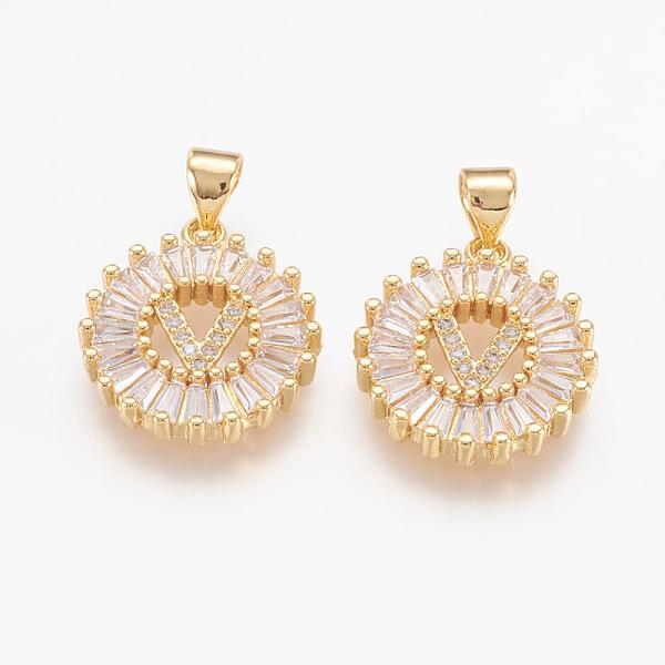 PandaHall Brass Micro Pave Cubic Zirconia Pendants, Long-Lasting Plated, Flat Round with Letter V, Real 18K Gold Plated, 17.5x16x3mm, Hole..., Clear
PandaHall Brass Micro Pave Cubic Zirconia Pendants, Long-Lasting Plated, Flat Round with Letter V, Real 18K Gold Plated, 17.5x16x3mm, Hole..., Clear