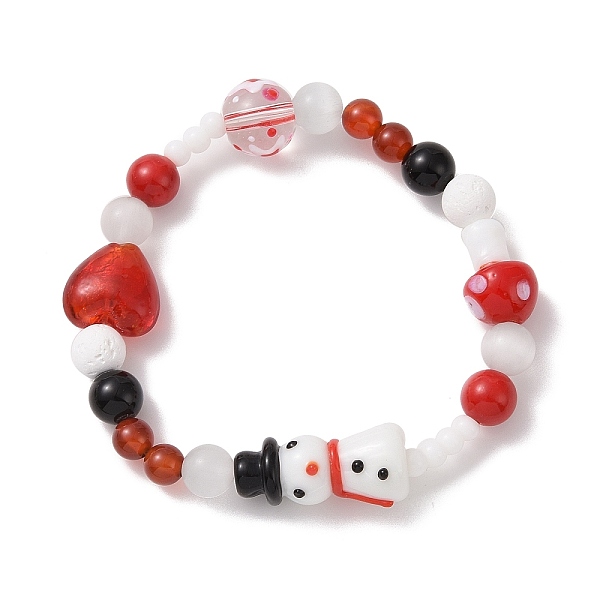 PandaHall Natural Mixed Gemstone & Lampwork Stretch Bracelet, Snowman & Heart & Mushroom Christmas Bracelet for Women, FireBrick, Inner..., Red
PandaHall Natural Mixed Gemstone & Lampwork Stretch Bracelet, Snowman & Heart & Mushroom Christmas Bracelet for Women, FireBrick, Inner..., Red