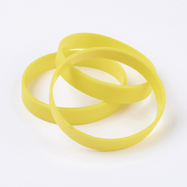 PandaHall Silicone Wristbands Bracelets, Cord Bracelets, Yellow, 2-1/2 inch(63mm), 12x2mm Silicone Yellow
PandaHall Silicone Wristbands Bracelets, Cord Bracelets, Yellow, 2-1/2 inch(63mm), 12x2mm Silicone Yellow