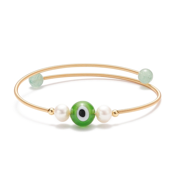 PandaHall Natural Green Aventurine & Evil Eye Lampwork & Natural Pearl Beaded Bangle, Brass Torque Bangle for Women, Golden, Inner Diameter...
PandaHall Natural Green Aventurine & Evil Eye Lampwork & Natural Pearl Beaded Bangle, Brass Torque Bangle for Women, Golden, Inner Diameter...