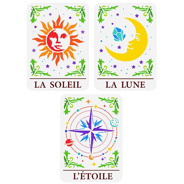 PandaHall FINGERINSPIRE 3pcs Tarot Theme Painting Stencil 8.3x11.7inch Reusable Sun Moon Star Pattern Drawing Template PET Plastic Hollow...
PandaHall FINGERINSPIRE 3pcs Tarot Theme Painting Stencil 8.3x11.7inch Reusable Sun Moon Star Pattern Drawing Template PET Plastic Hollow...
